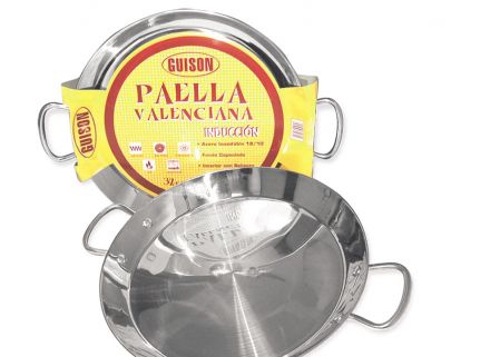 Paella Pfanne aus Edelstahl für Induktion & Herd 46cm